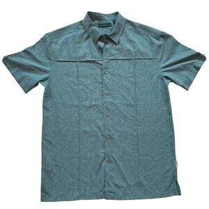 CUBAVERA Men’s Short Sleeve Guayabera Style Shirt Teal Blue Button Front Size S